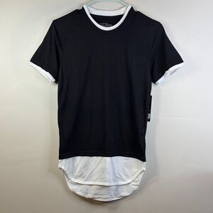 Galaxy By Harvic Black White Boys Layered Short Sleeve Tee Size Large 14/16 #37